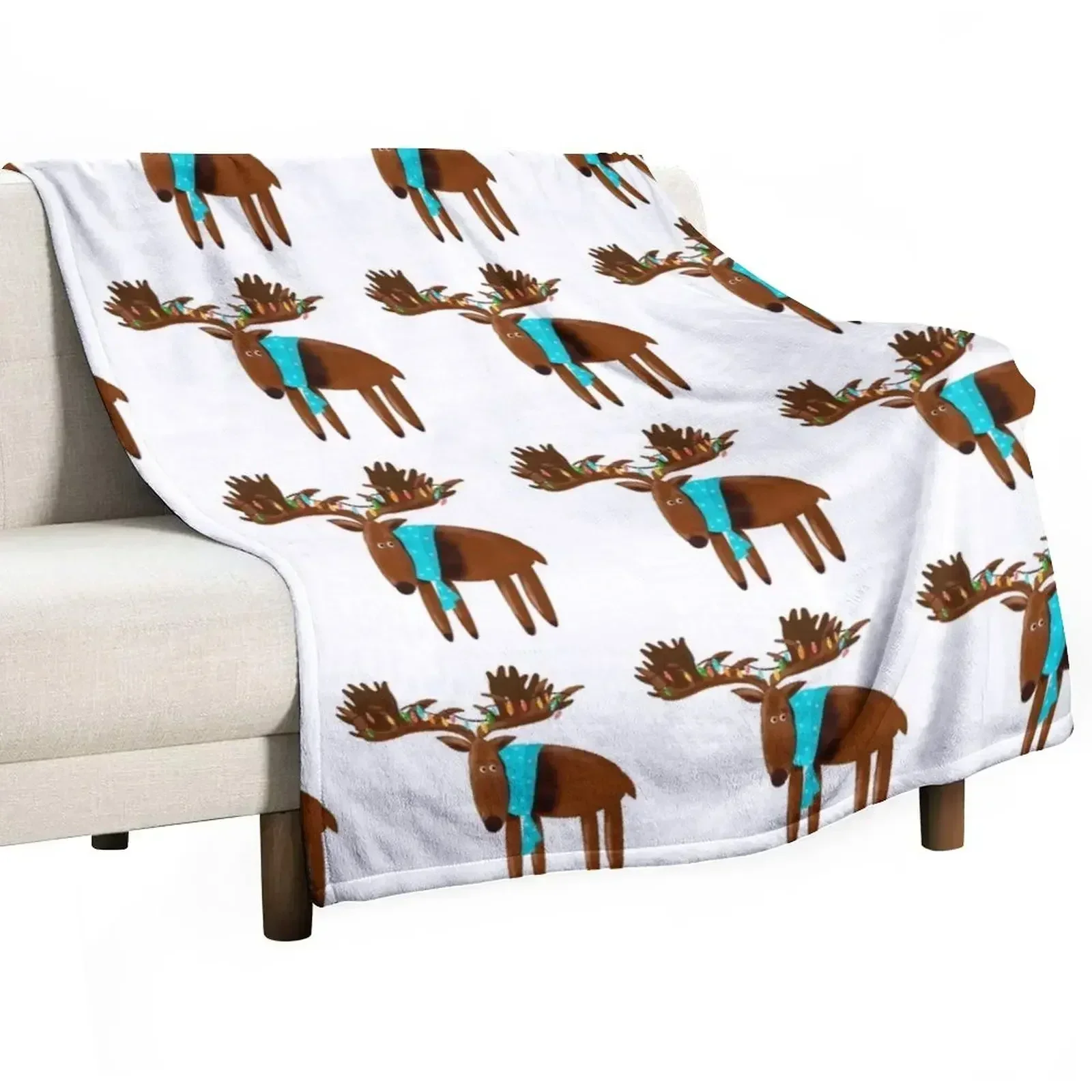 

Merry Moose Throw Blanket Elegant Warm Throw Blanket for Hotel Home