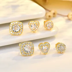 GRA Moissanite Stud Earrings S925 Silver Platinum And Gold Plating 2 Certificates Pass Diamond Tester For Women Fine Jewelry