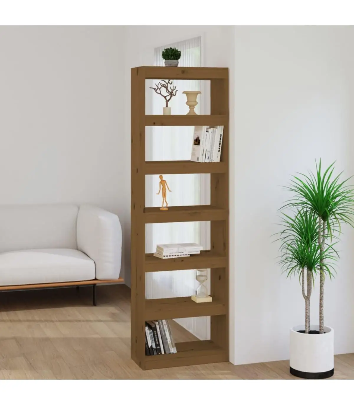 Bookcases and shelves shelf/space divider pine brown honey 60x30x199,5 cm