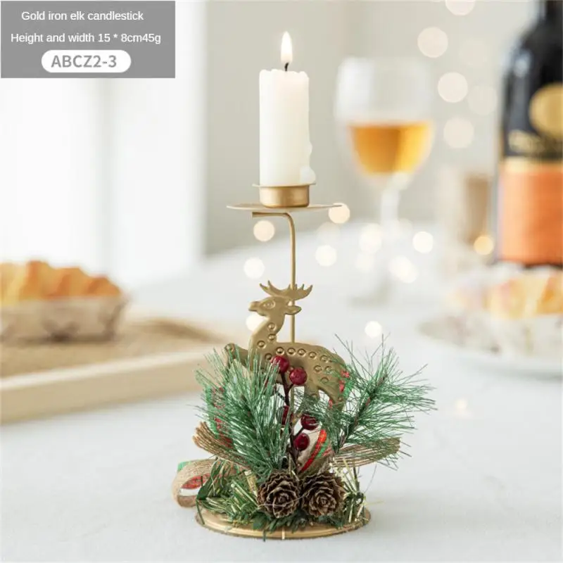 Candelabro navideño de hierro forjado, adornos de mesa de Año Nuevo, Papá Noel, copo de nieve, estrella, alce, portavelas, regalos de decoración navideña