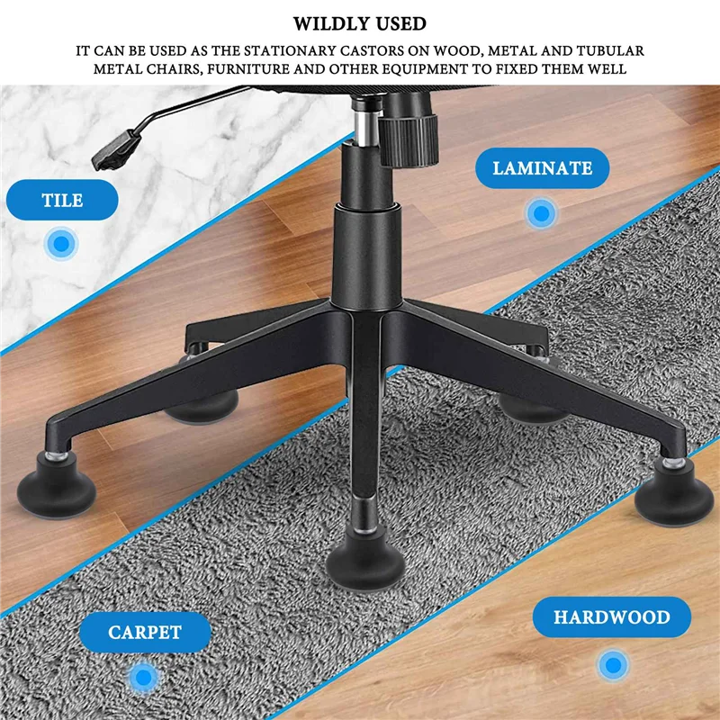 5 uds Bell Glides ruedas de silla de oficina de repuesto tapón silla de oficina ruedas giratorias, taburete de 2 pulgadas Bell Glides