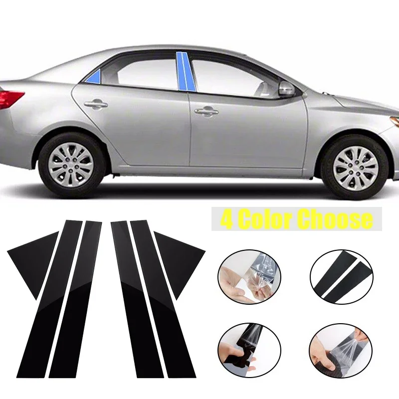

6Pcs Car Pillar Post Trim BC Column Stickers For Kia Forte/K3/Cerato 2009 2010-2012 Auto Door Window Exterior Styling Decor