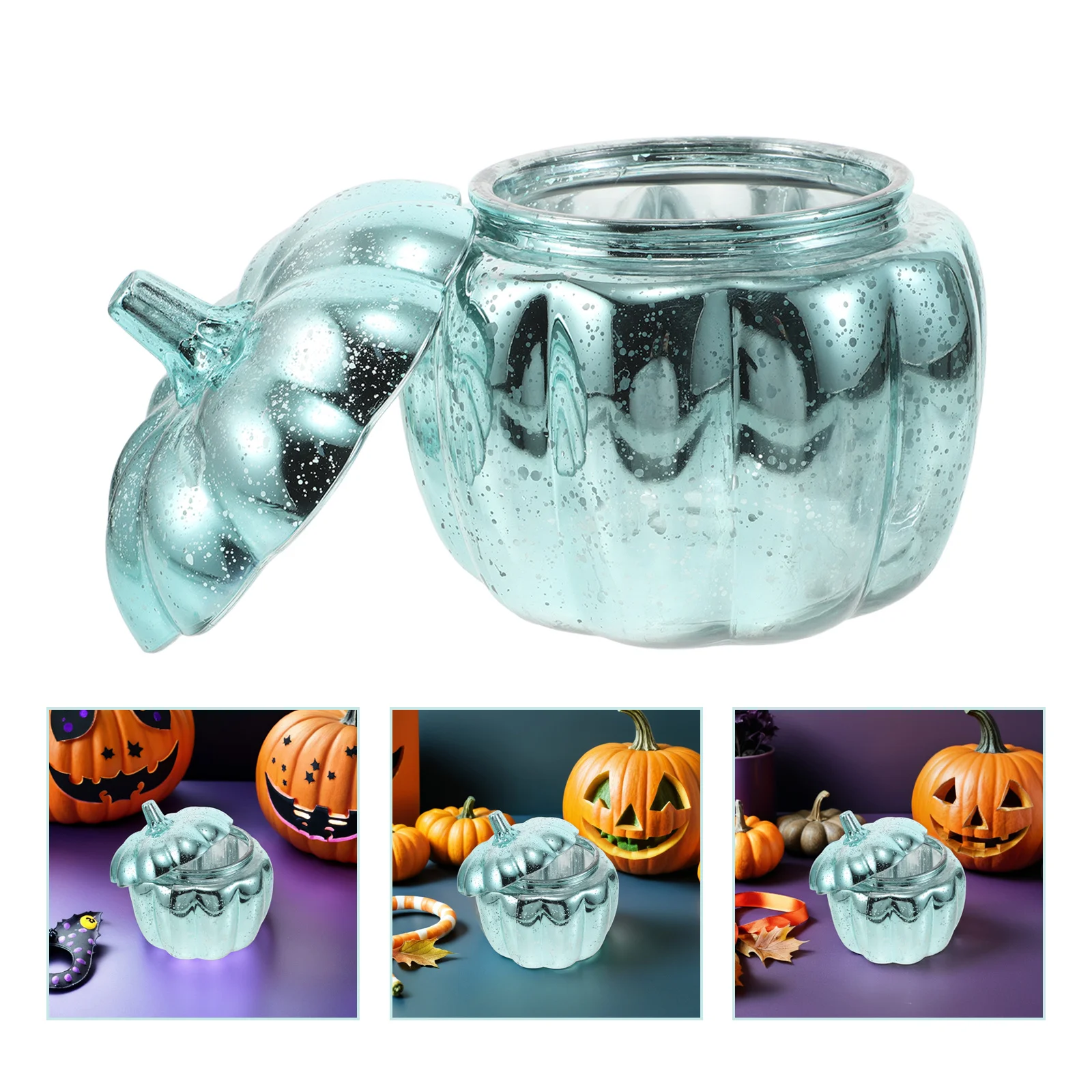 

Glass Pumpkin Candy Jar Sealed Lid Fall Food Storage Container Decorative Kitchen Canister Tea Coffee Holder Glass Jar