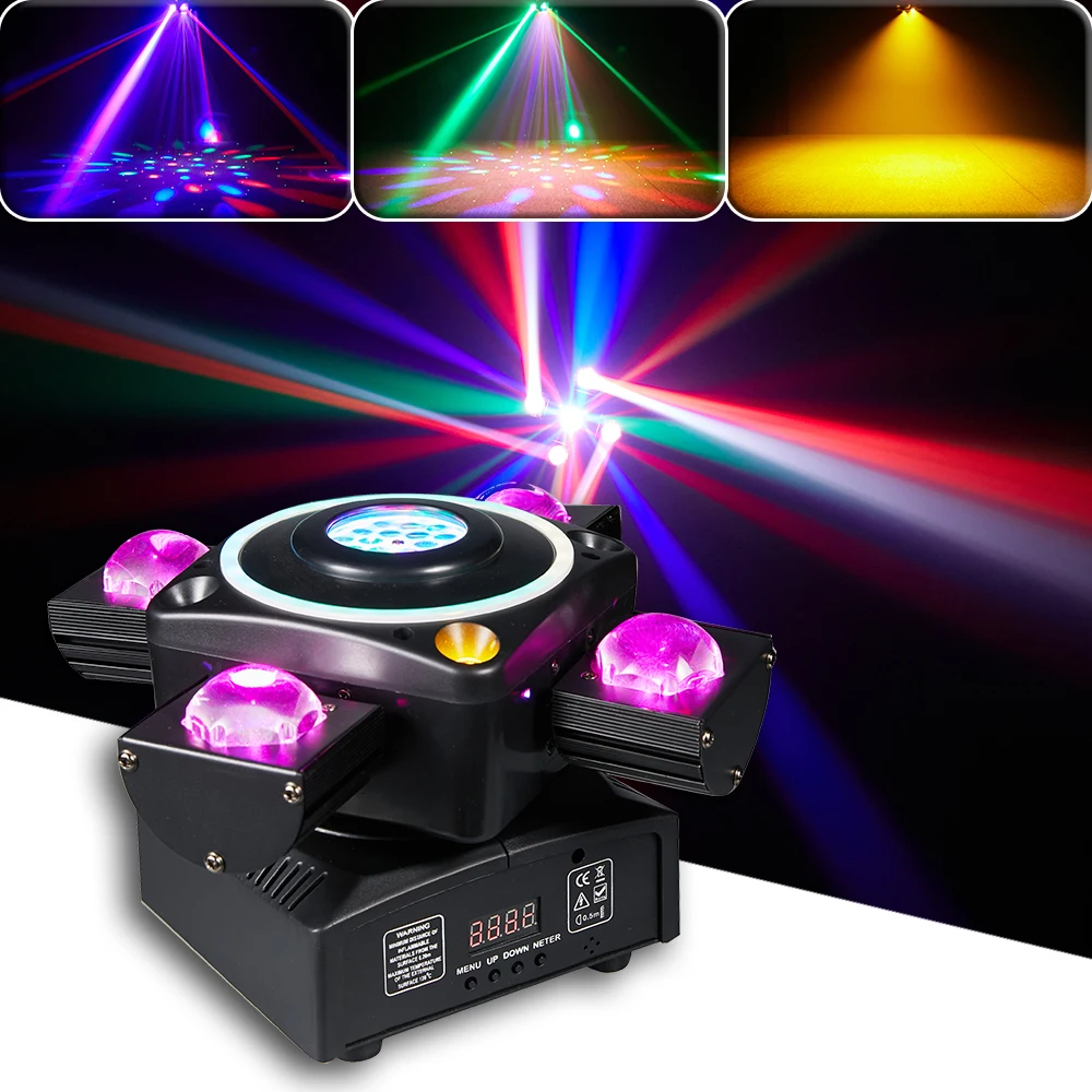 YUER NEW Smart 4 Heads Moving Head Beam Light RG Starry Sky Laser Light Projector Unlimited Rotating Disco Gold Strobe Light