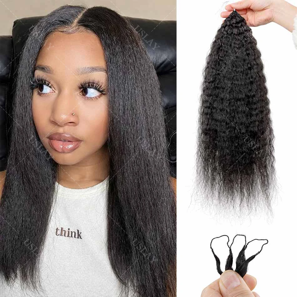 

Предварительно разделенные крючковые пряди для наращивания волос, 100% натуральные человеческие волосы, прямые, без узлов, невидимые, многоразовые, с эффектом перьев