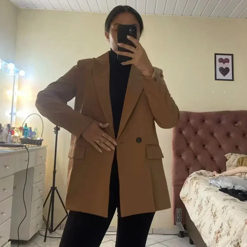 BWQ 2025 Women's Blazers New Office Casual Blazer Woman Straight Outerwears Fashion Women's Tailoring Blazers for Women Coats