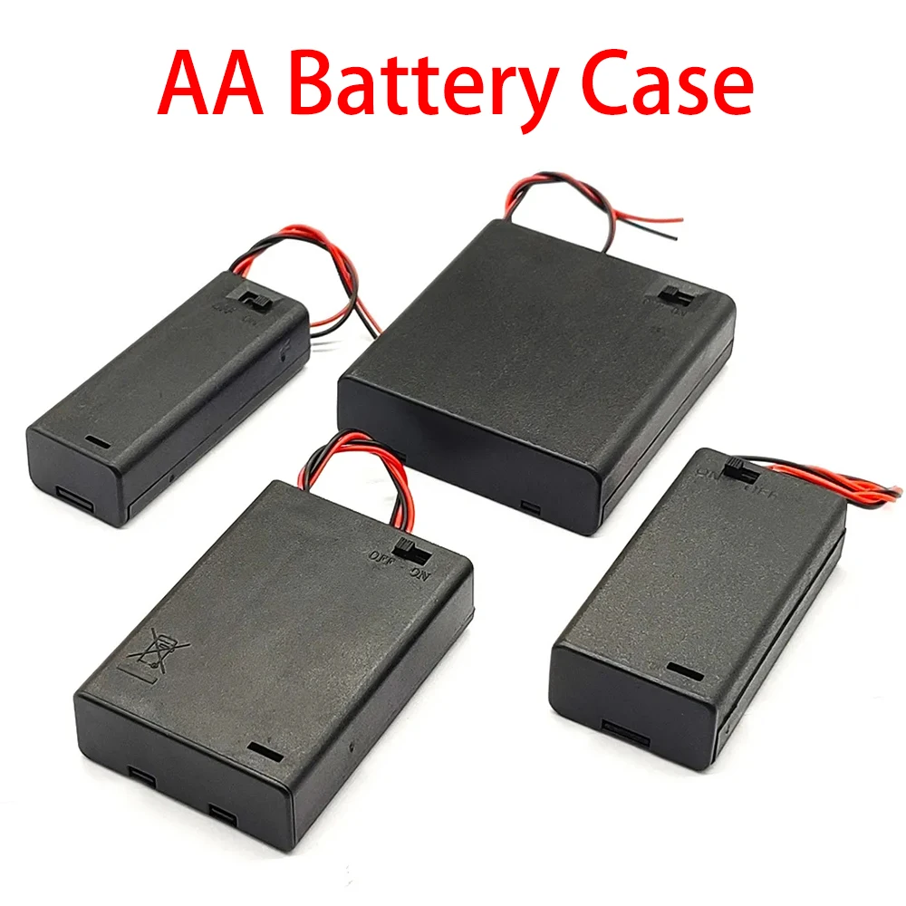 1/2/3/4 AA Battery Holder With Switch Anti-scratch AA Battery Storage Box With Wires For Toys LED Diy