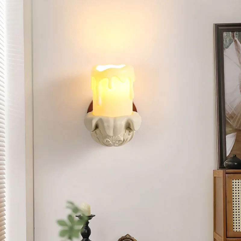 

American Retro Candle Wall Lamp, French Light Luxury Decorative Lighting Fixture for Bedroom Bedside Living Room Corridor
