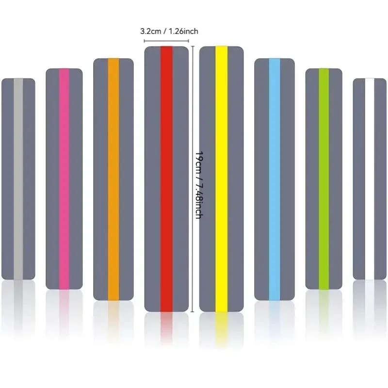 8Pcs Guided Reading Strips, Colored Overlay Bookmarks Reading Tracking Ruler for Student Classroom Reading Learning Supplies
