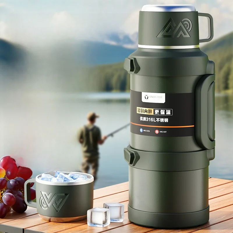 

Портативная изолированная бутылка для воды большой емкости, дорожный автомобиль, холодный напиток, термопот из нержавеющей стали, термос для домашнего использования