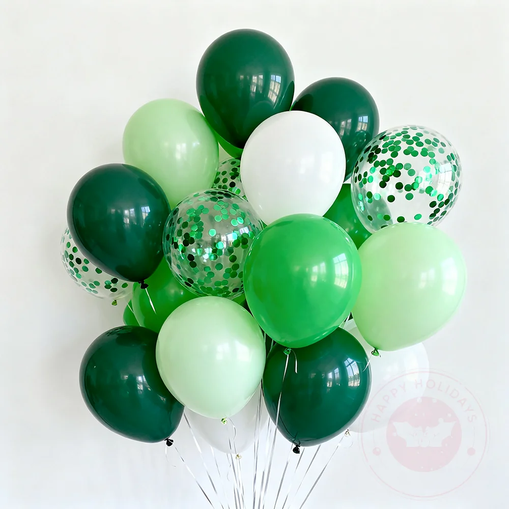 

25pcs 10" Matte Green Balloon Decoration Light Green Latex Balloons Green Glitter Balloon Set Birthday Wedding Event Scene Decor
