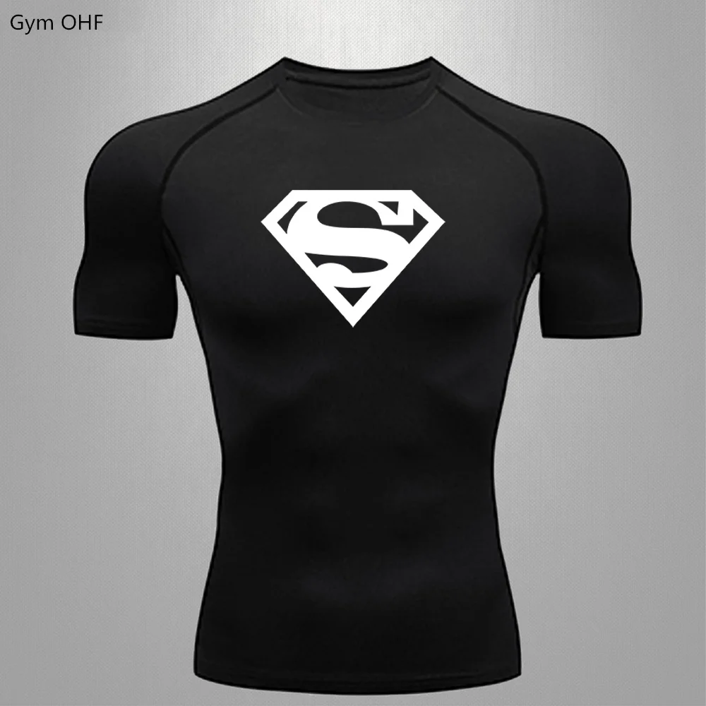 Men\'s Sports Quick Dry T Shirt Compression Gym Shirts Workout Fitness Undershirts Tops Shorts Tight Elastic Sportswear