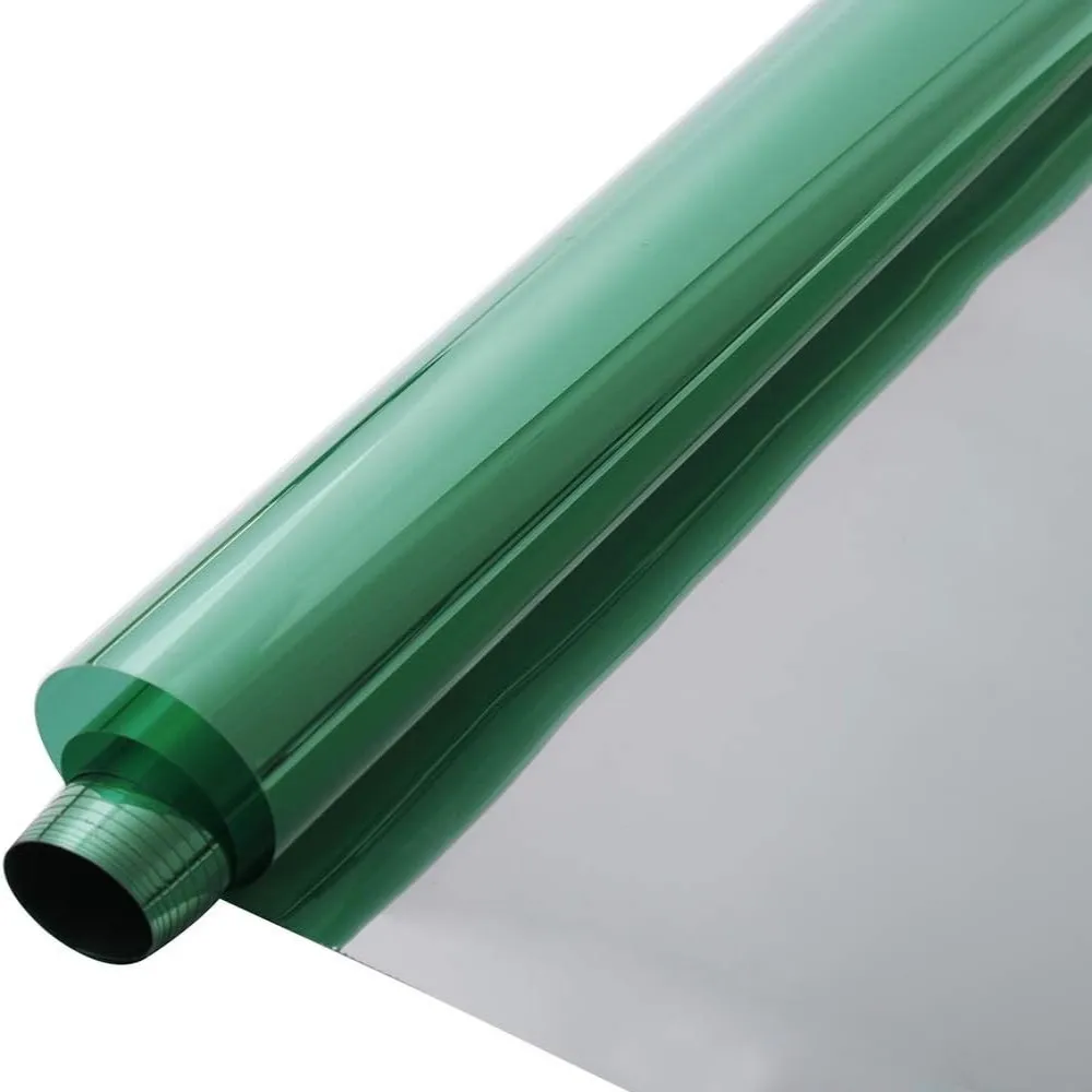 Green Silver Mirror Window Film One Way Daytime Privacy Window Tint Self Adhesive Solar Film Anti UV Heat Rejection for Home