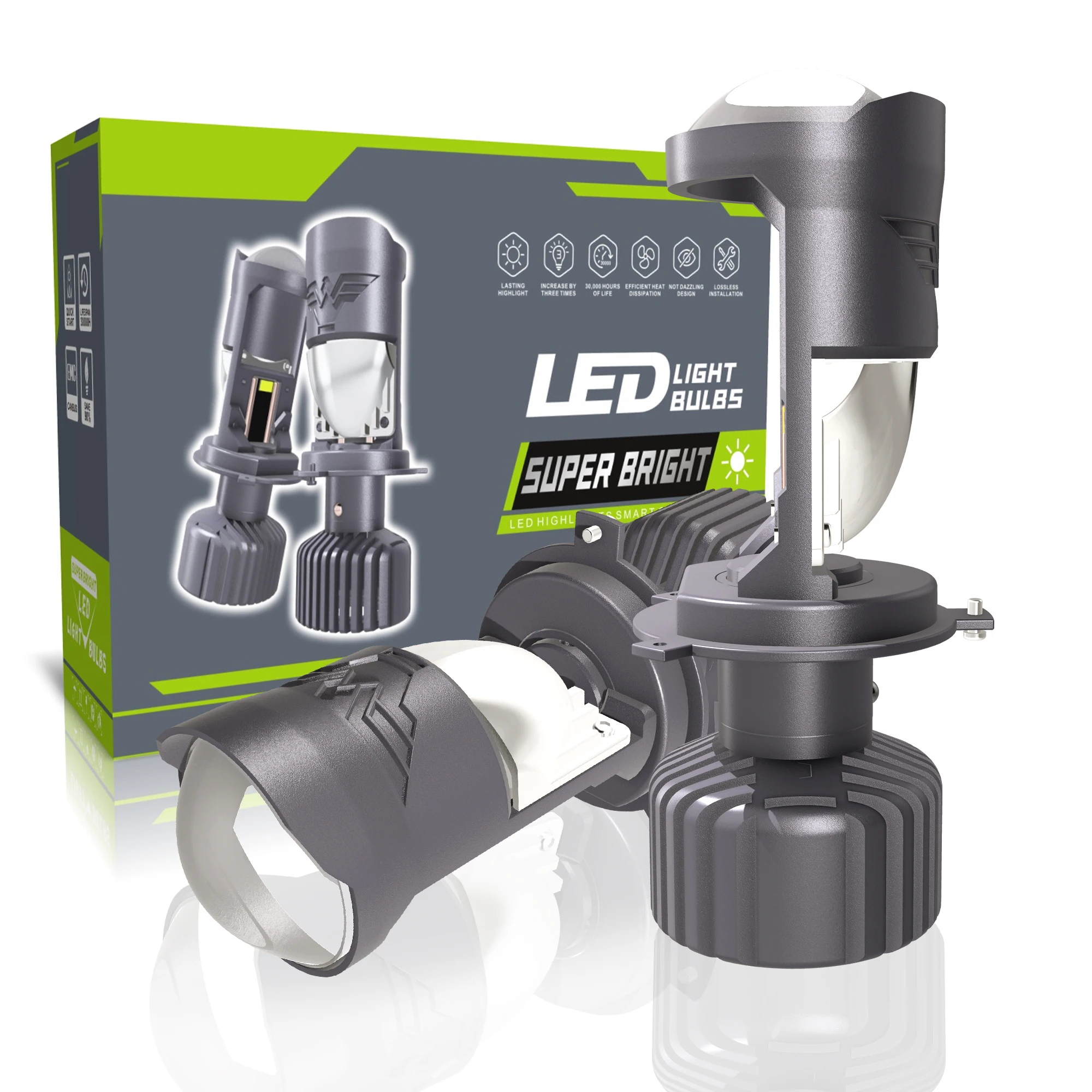 

2PCS H4 50000LM 100W Mini Bi-LED Projector Lens Automobile Headlight Bulbs Hi-Lo Beam 6000K Headlamp for Cars Motorcycle 12V 24V