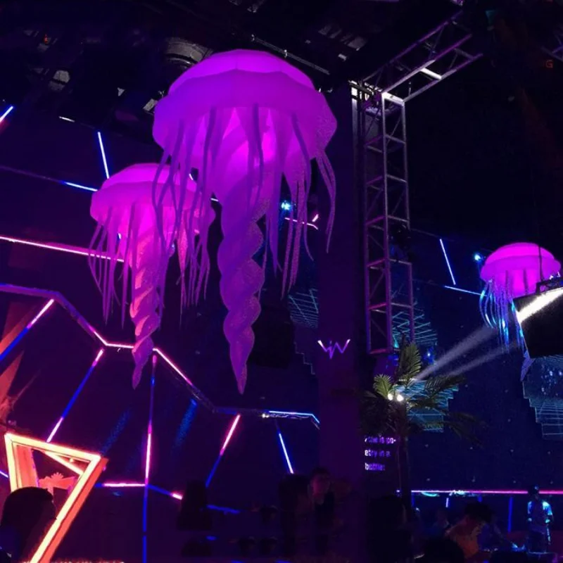 

SAYOK Giant Inflatable Hanging Jellyfish Decoration Glowing in Dark LED Inflatable Sea life for Party Event Bar Ceiling Decor