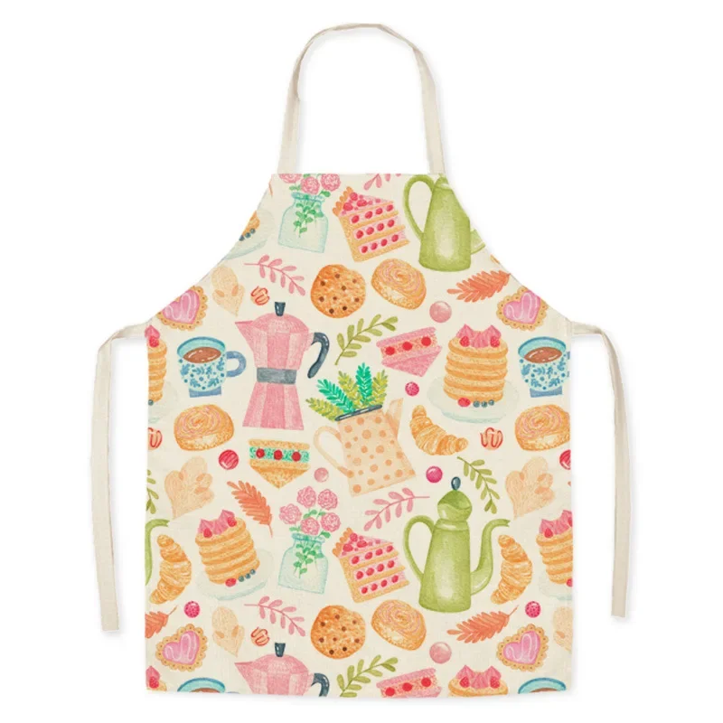 Simple and Atmospheric Small Fresh Fruit Print Home Sleeveless Kitchen Cleaning Cooking Apron Home Cooking Baking Cleaning Tools