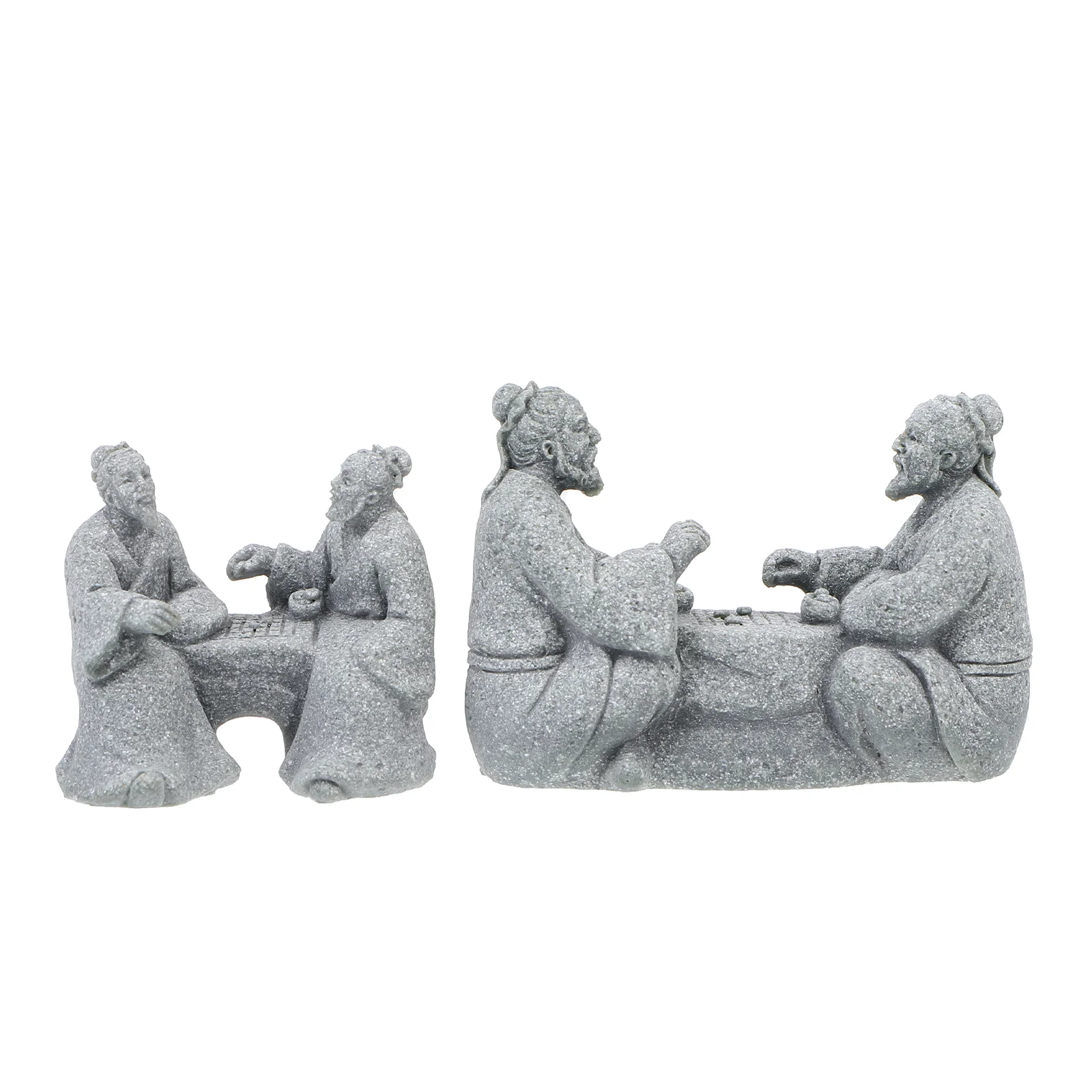 

2 Pcs Home Decor Yoga Figurines Old Couple Ornaments Zen Landscape Garden Decoration Mini Craft Bonsai Grey Man