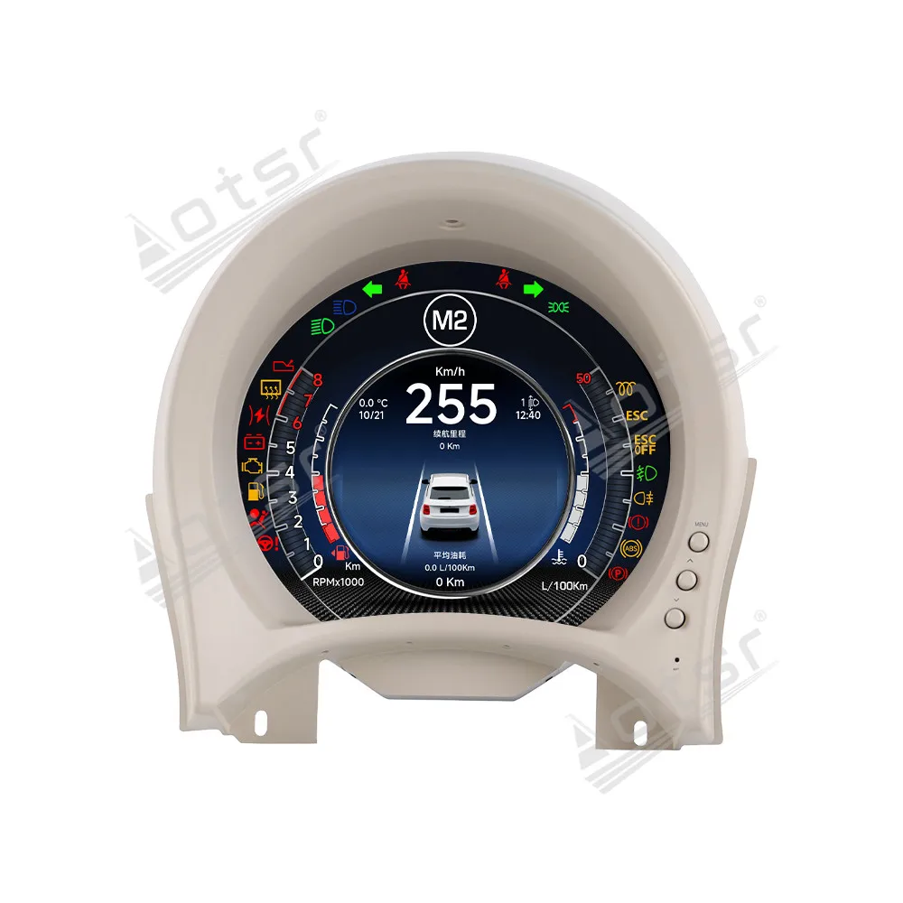 Layar LCD Digital Cluster Mobil 7 Inci Untuk Fiat 500 2007-2024, Dashboard Bundar Virtual Cockpit, Instrumen Pengukur Kecepatan Otomatis, Layar AI