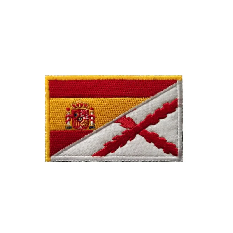 Burgundy Spanish Empire Cross International Flag Patch 3D Embroidery Hook&Loop Army Hat Badge Backpack Stickers Cloth Armband