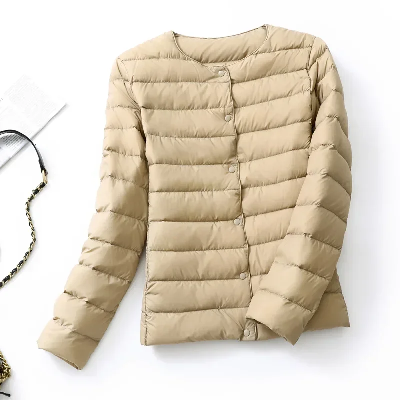 NONE Damen Daunenjacken Plus Mäntel Leichte Ente Daunenjacke Damen Matt Stoff Leichter Mantel Warmer weiblicher Windjacke Parka 8