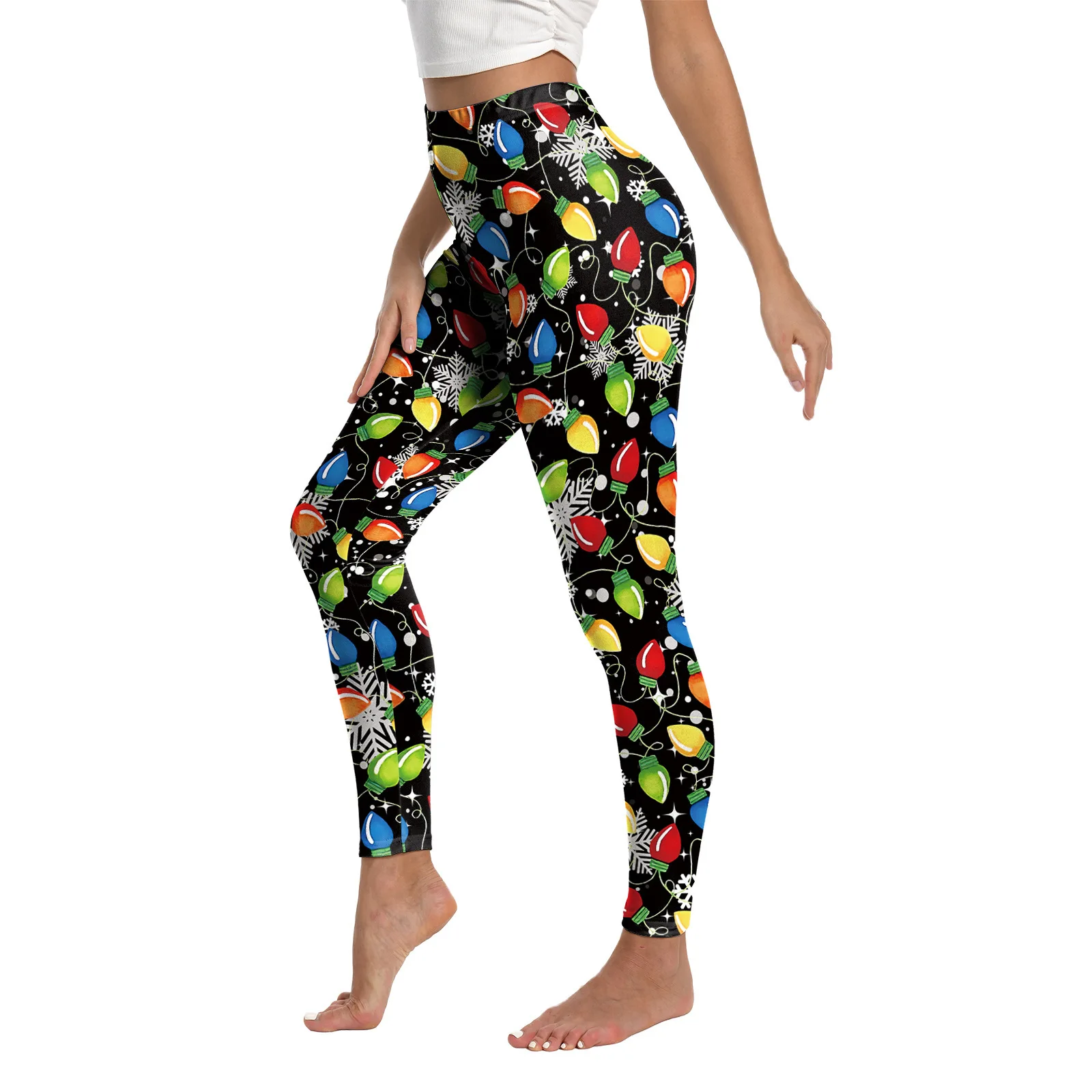 2024 New Women's Printed Sports Yoga Pants Peach Hip Elastic Leggings For Women