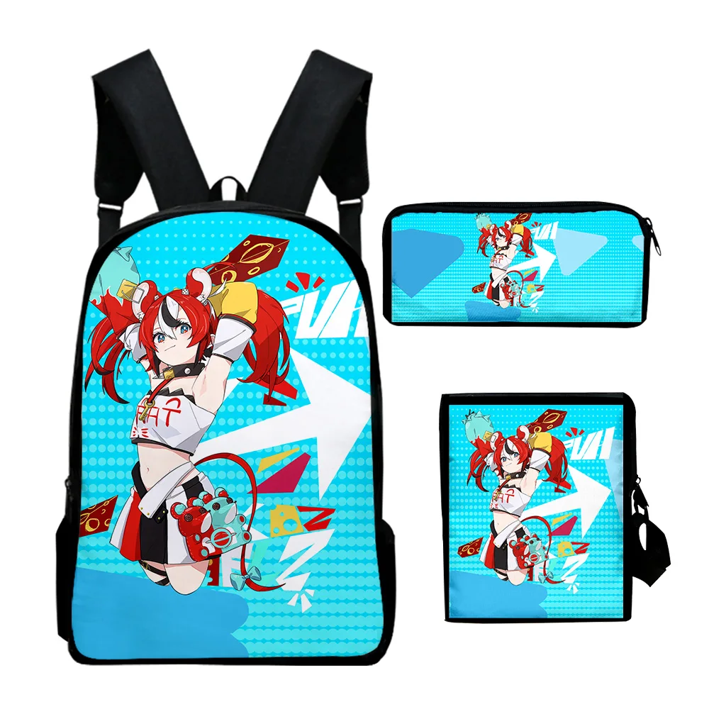 

Popular VTuber Hakos Baelz Anime 3D Print 3pcs/Set pupil School Bags Laptop Daypack Backpack Inclined shoulder bag Pencil Case