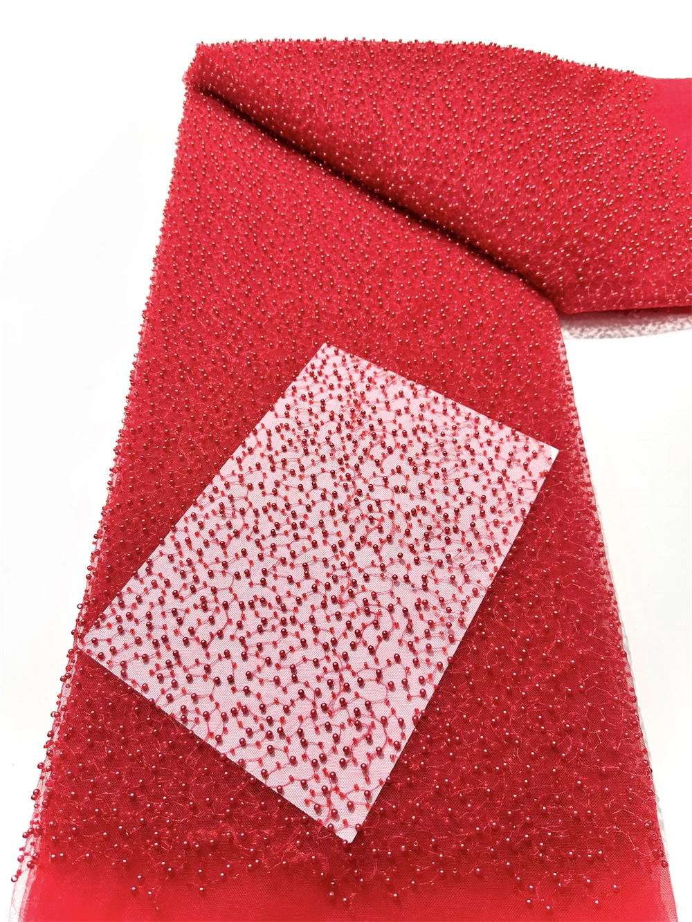 

African 2025 High Quality Mesh Sequins Embroidery Beaded Tulle Nigerian Lace Fabrics For Bridal Material Wedding sewing