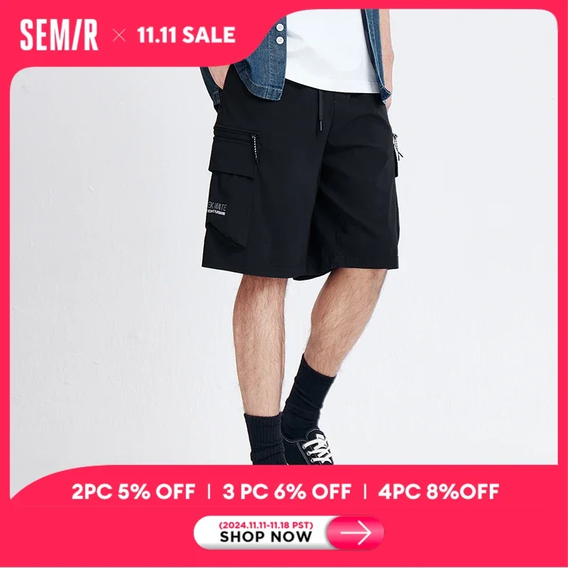 Semir Pants Men Casual Mid-Length Pants 2024 Summer New Loose-Fit Utility Pants Lightweight And Cool With A Five-Inch Inseam