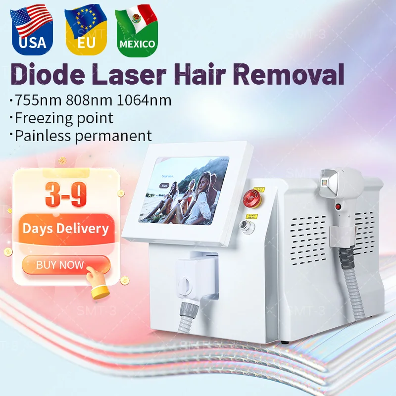 

Professional Laser Hair Removal Machine Ice Platinum 3 Wavelength 808Nm 755Nm 1064Nm Painless Diode Beauty machine