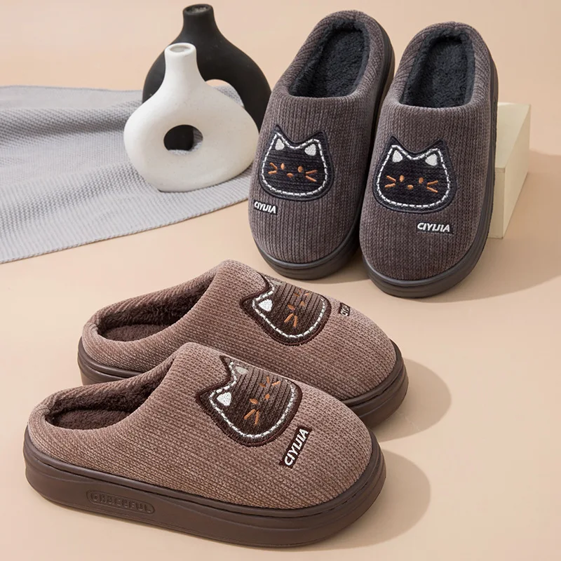 2026 New Men Cotton Slippers Winter Warm Indoor EVA Thick Sole Anti Slip Odorless Comfort Home Shoes