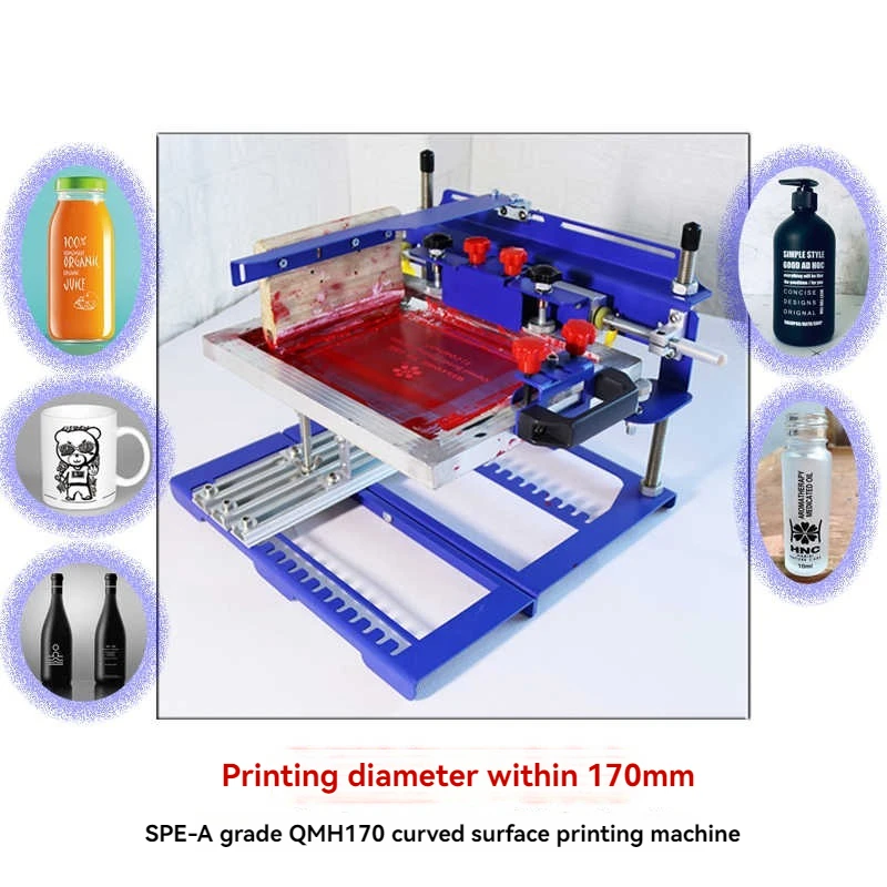 

Ручная машина для изогнутой трафаретной печати, подходящая для цилиндрической и конической станции для трафаретной печати из пластика/стекла/металла ﻿