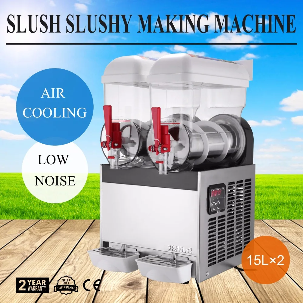 Commercial 2 Tank Frozen Drink Slush Slushy Making Machine Smoothie Maker 110V