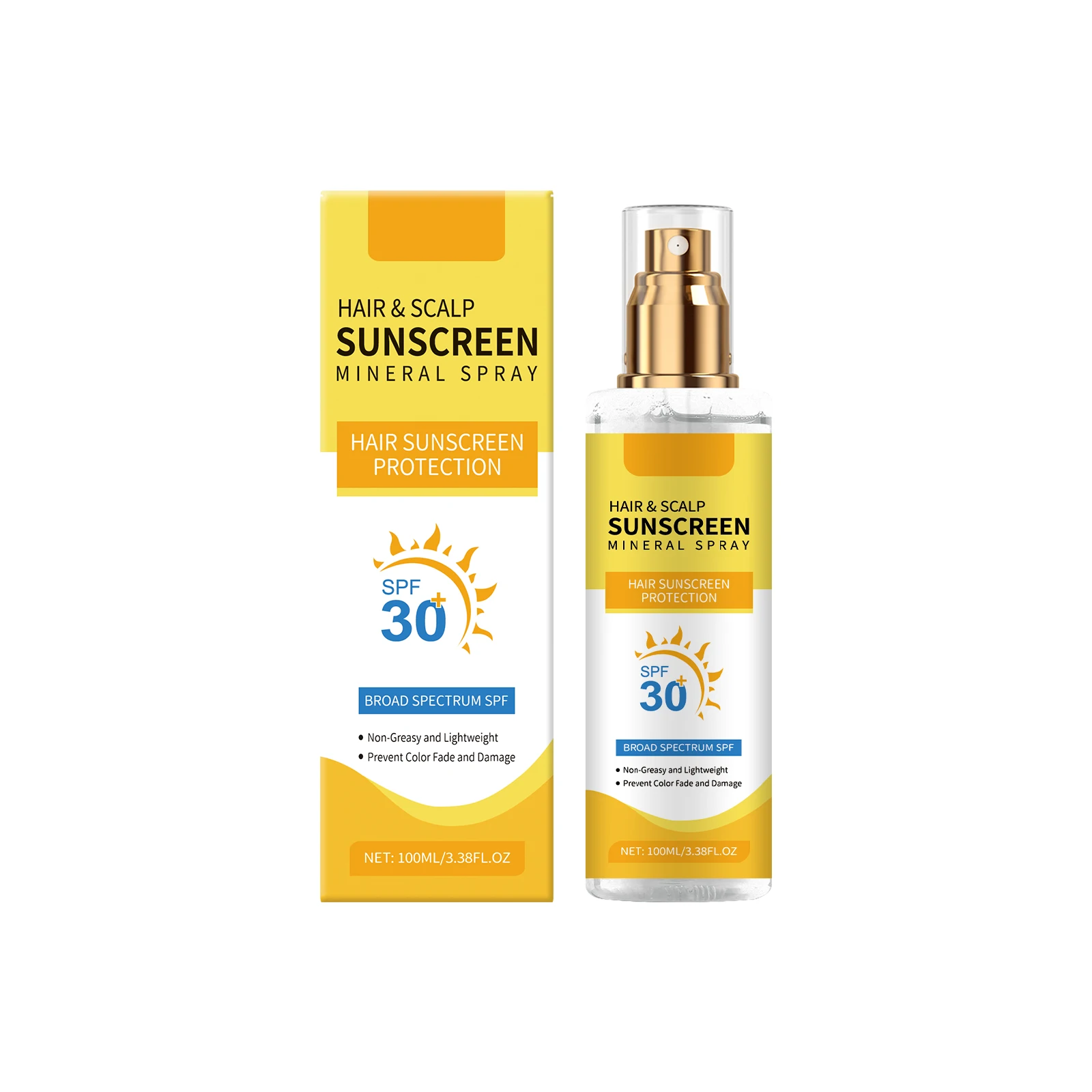 Ginger Root Scalp Sunscreen Spray SPF30 Reduce Sunlight Damage Improve Dry Nourish Oil Control Anti Ultraviolet Hair Care Spray