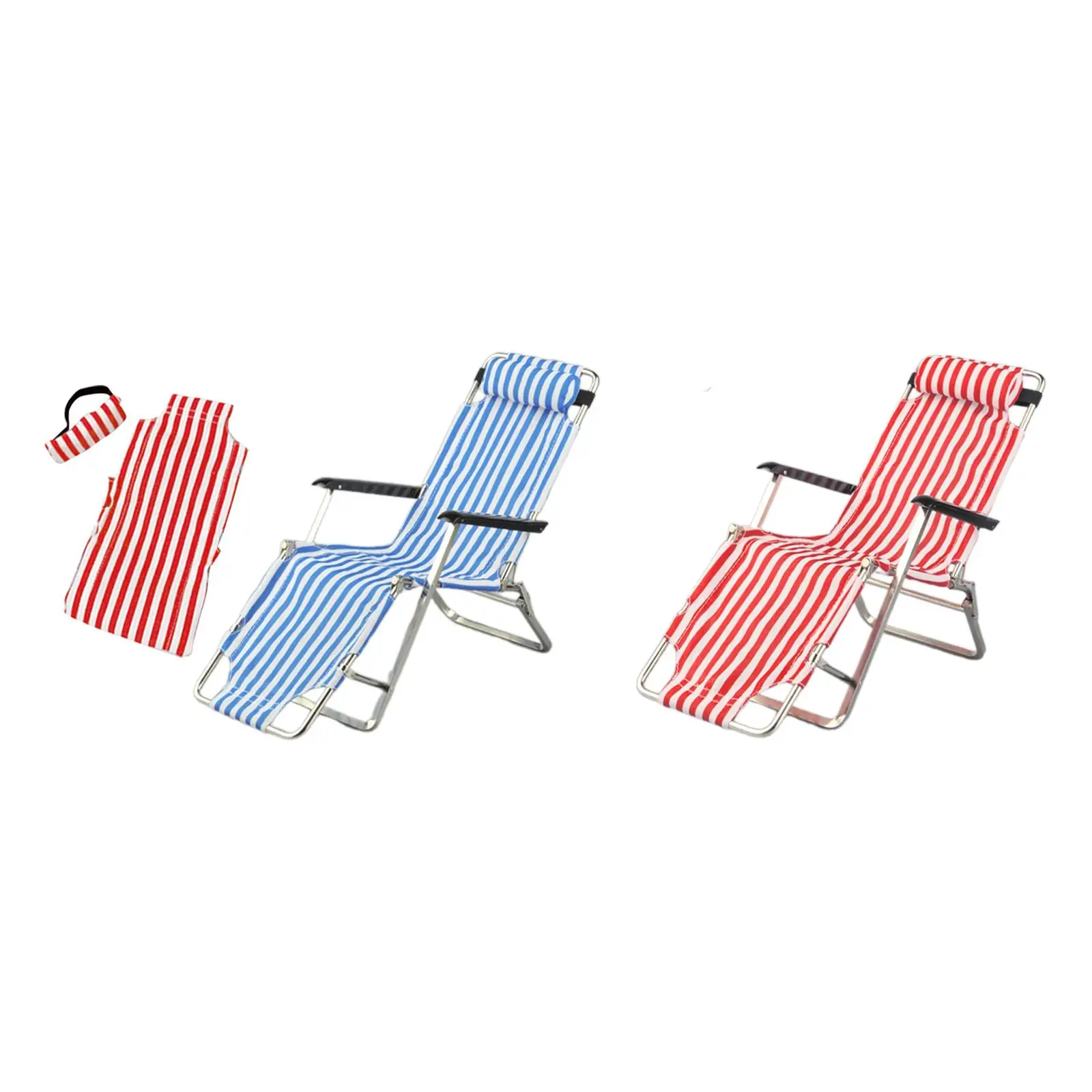 1/6 Doll Deck Chair Folding Chair for Micro Landscape DIY Project Decoration