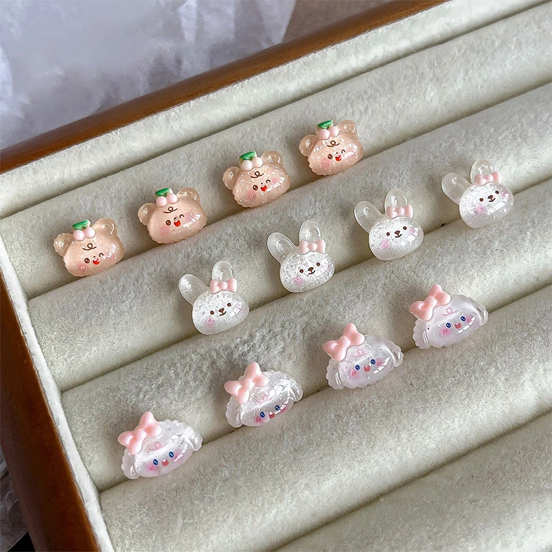 5 قطع البسيطة الكرتون مسمار الفن زينة مسمار سحر kawaii لطيف الدب القوس أرنب مسمار الفن مجوهرات diy الديكور