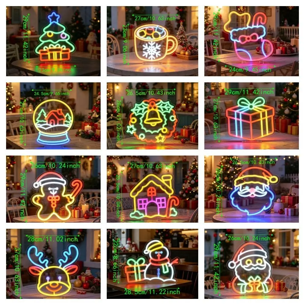 USB-powered Christmas Neon Sign Double-sided Luminous Acrylic LED Lamp Multicolor Decorative Xmas Shaped Light Influencers view 6
