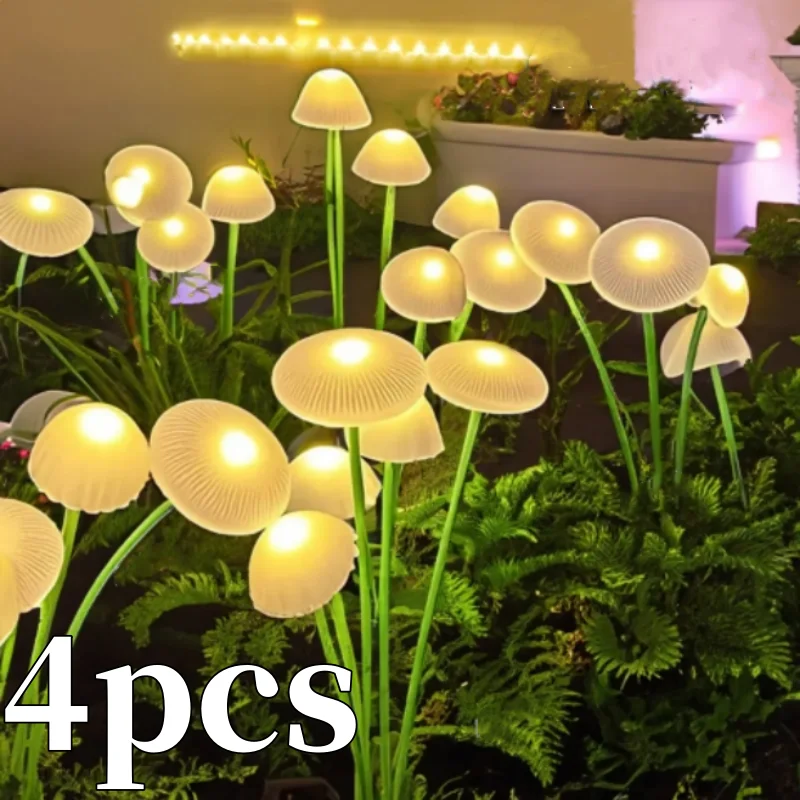 

4/2pcs Solar Lights Outdoor LED Mushroom Lawn Lights Waterproof Party Yard Patio Pathway Jellyfish Lamp for Garden Decoration