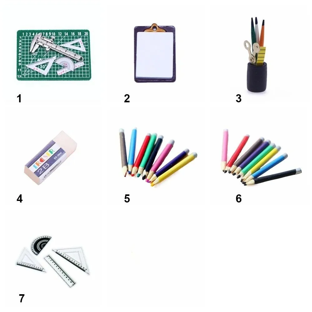 1:12 Schaal Briefpapier Poppen Accessoires Mini Schildergereedschap Miniatuur Kleurpotlood Speelhuis Pencontainer
