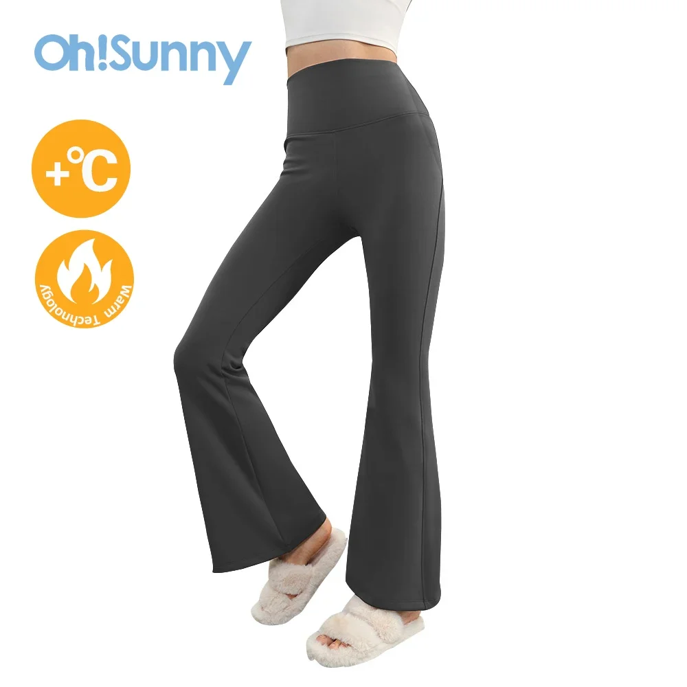 OhSunny High Waist Flare Leggings Stretchy Breathable Yoga Pants Women Winter Warm Thick Sweatpants Fitness Trousers