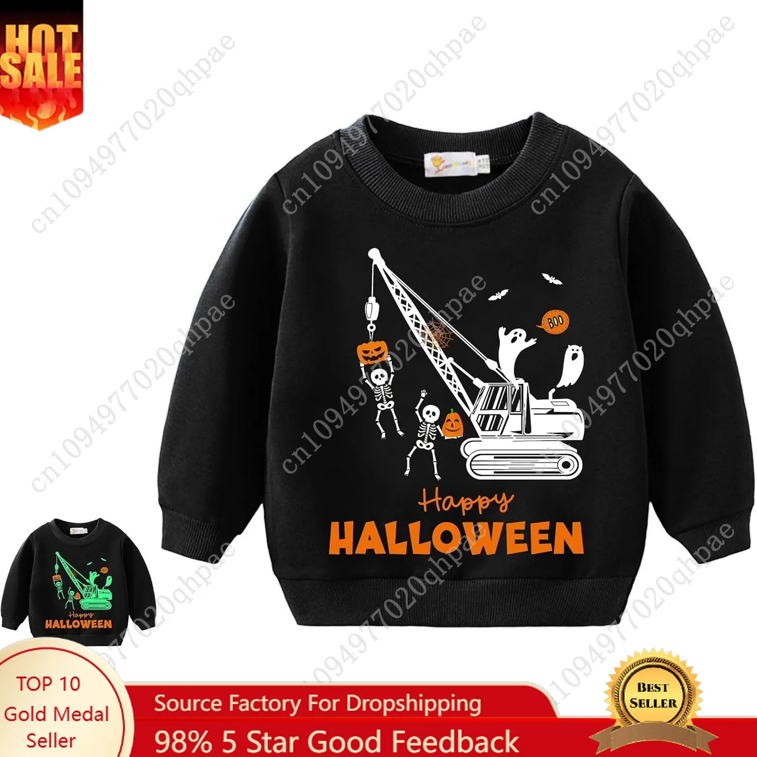 Kids Halloween Sweatshirts Pumpkin Skeleton Pullover Boys Monster Truck Trick or Treat Toddler Tops Halloween Outfits 2T