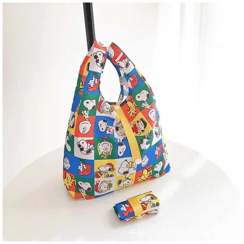 Snoopy Cartoon borsa per la spesa pieghevole in Nylon lavabile spessa borsa a tracolla riutilizzabile per donna borsa a tracolla pieghevole