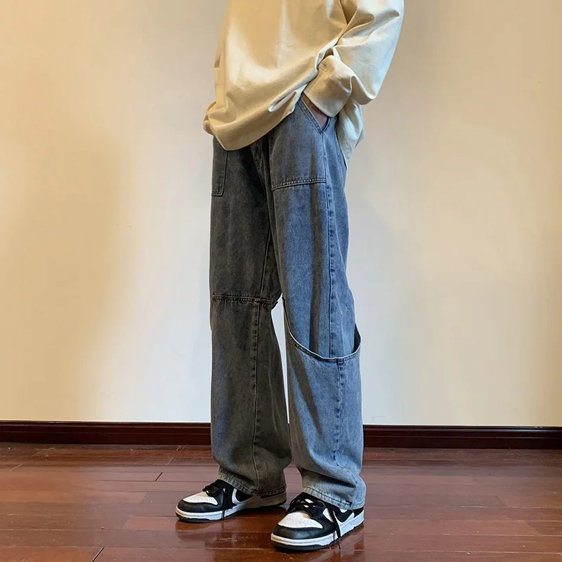 

LAPPSTER-Youth Streetwear Y2k Baggy Jeans Pants 2023 Big Pockets Casual Graphic Denim Pants Korean Harajuku Blue Jeans Trousers