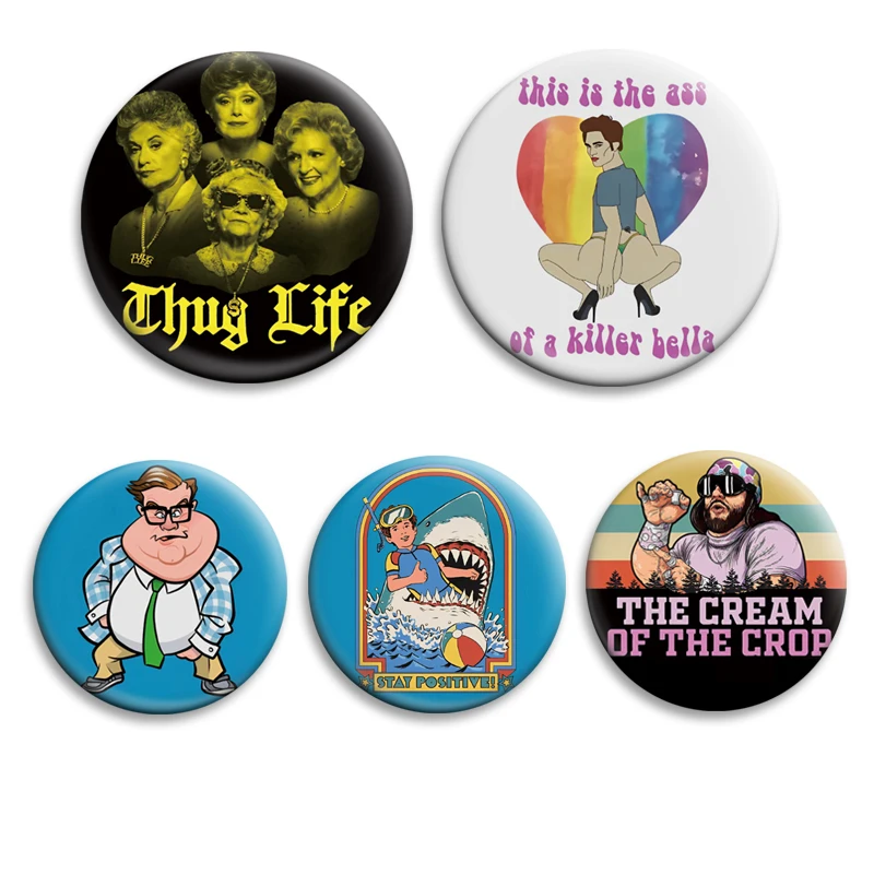 Cartoon Figures Soft Button Pins Q Version Character Image Brooches Everything I Want To Do Never Go Full Retard Creative Badge