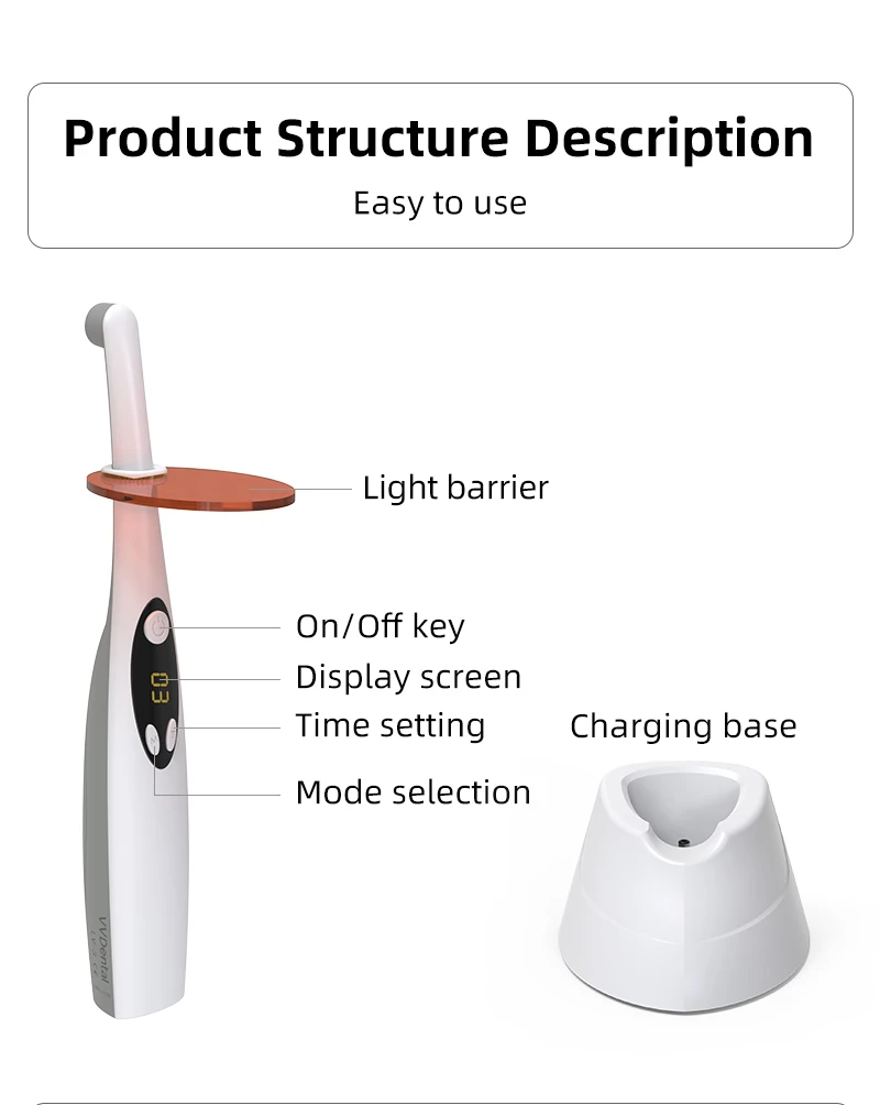 VVDental LED-Aushärtelampe für Zahnmedizin, Dental-Aushärtung für Zahnarztwerkzeuge, Photopolymerisator 3S Gear, Harz-Aushärtungsinstrument – Detail 7