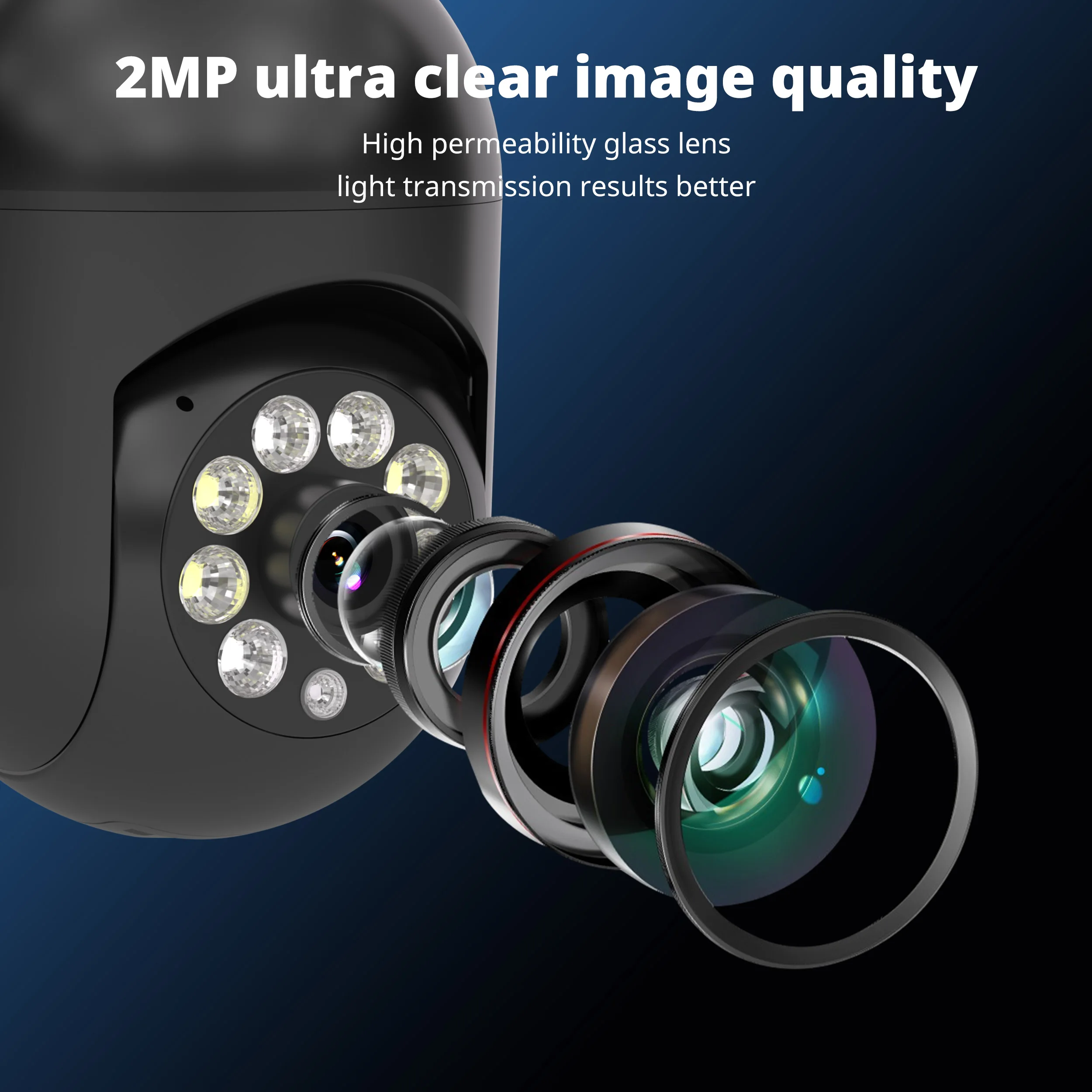 4PCS Wireless 1080P HD Black Security Camera Ease Life APP, In/Outdoor Use, Color Night Vision, 2-Way Audio  360° Pan/Tilt/Zoom