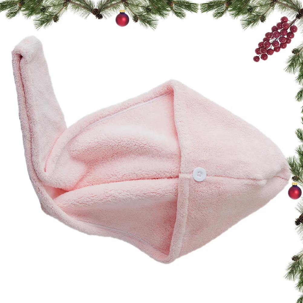 

Hair Drying Towel Thick Absorbent Cap Quick Dry Hair Wrap for Home Travel Lightweight Portable Button Secure