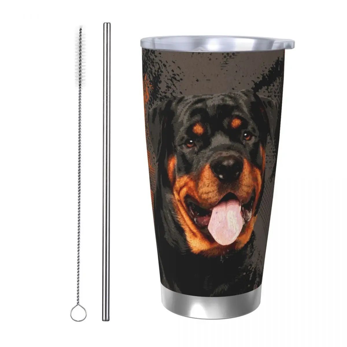 

Ротвейлер - Metzgerhund Digital Art Стакан из нержавеющей стали, кружки с вакуумной изоляцией, термостойкая соломинка для холодной бутылки с крышкой, 20 унций