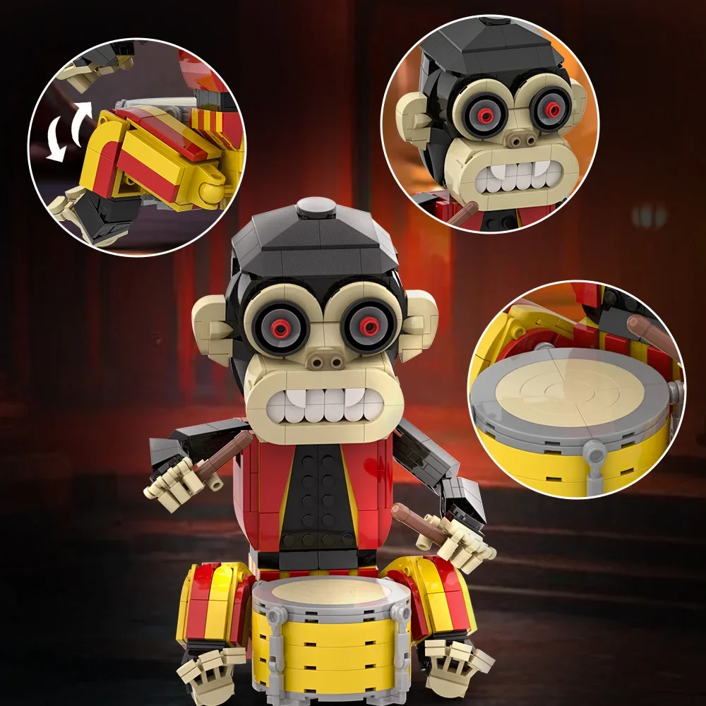 ゴブリックス MOC ホラー映画 邪悪なおもちゃ モンキー 積み木 モデル アンティークおもちゃ モンキー モンスター ブロック DIY 組み立ておもちゃ 子供向けギフト