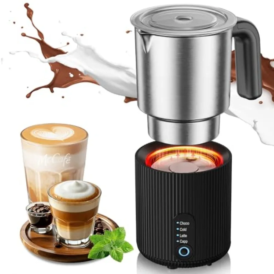 

Электрический вспениватель и подогреватель молока 4-в-1: мгновенный подогреватель молока для кофе, латте, капучино, горячего шоколада, автоматический, для горячих и холодных напитков