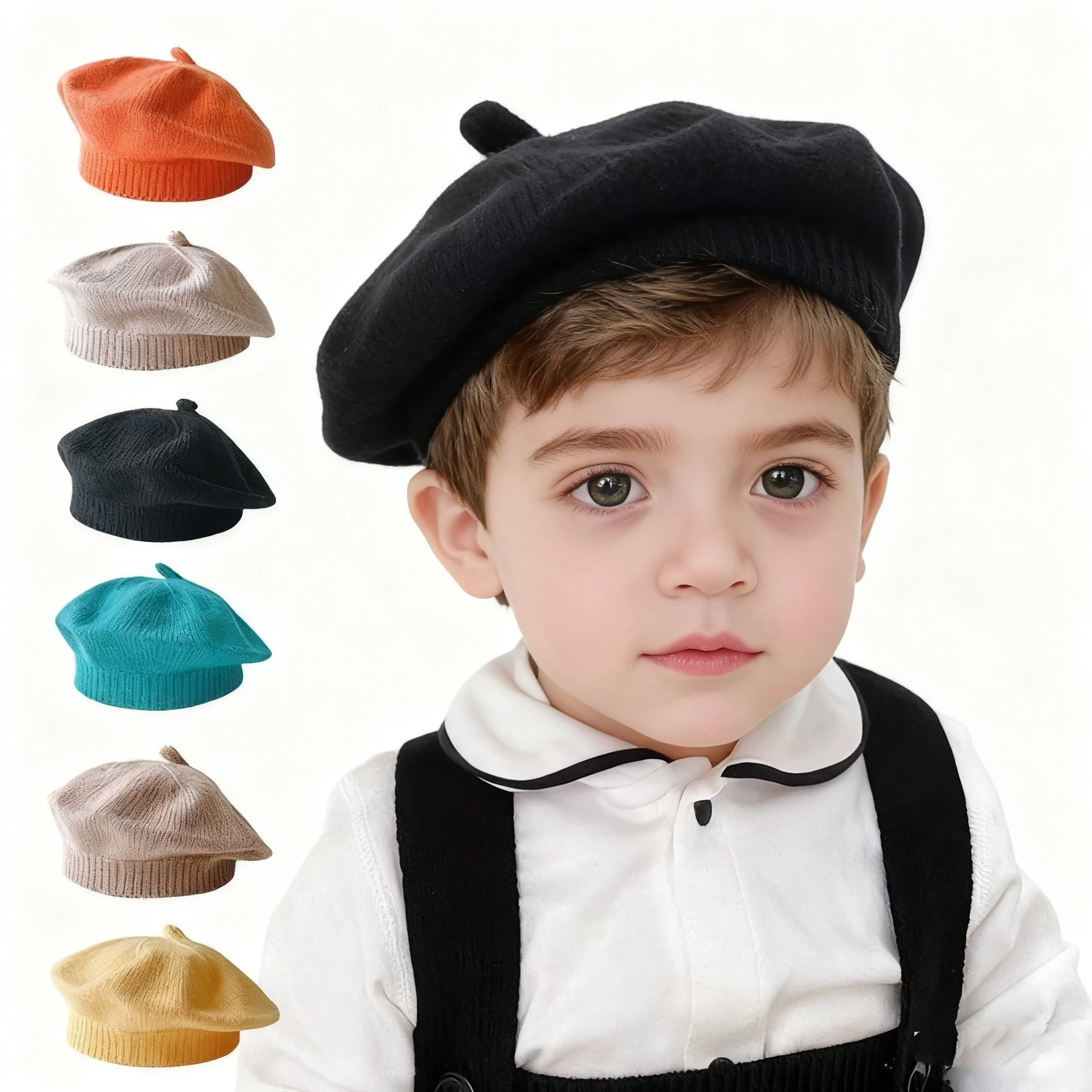 

Fashion Cute Baby Knitted Beret Hat Solid Color Children's Warm Hats Autumn Winter Cap For Kids Outdoor Bonnet Accessories Gift